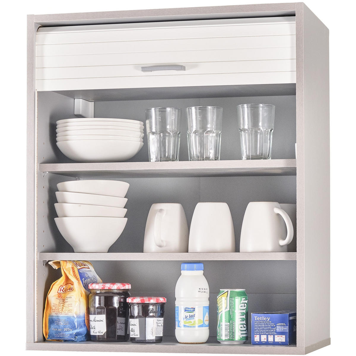 KÜCHENOBERSCHRANK mit Rolladentür 35/60/72cm - Alufarben, Holzwerkstoff (60/72/35cm) - Simmob