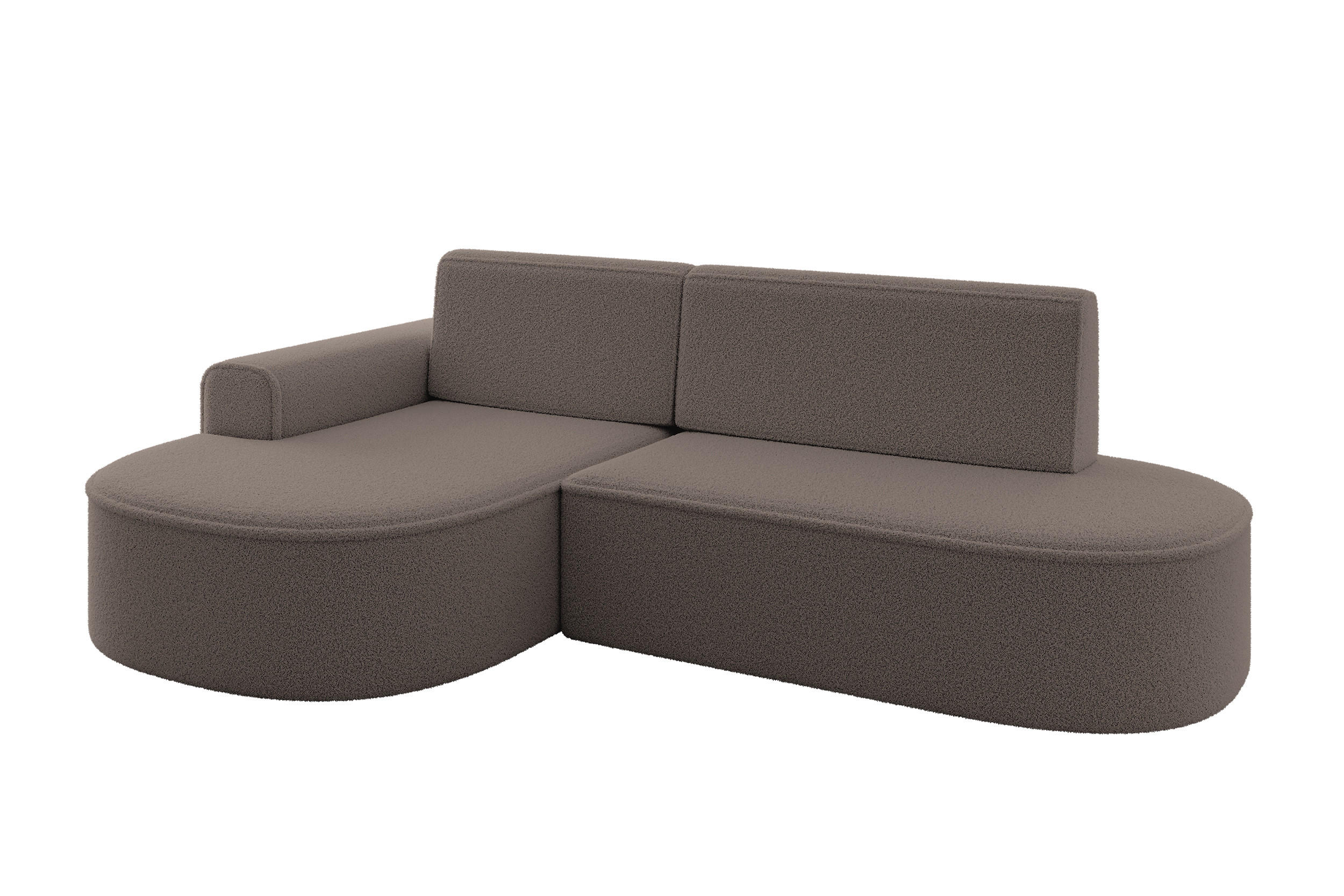 ECKSOFA mit Schlaffunktion und Bettkasten Ottomane Links MARI-L1-S - 283x167x73 cm Braun Bouclé - Schwarz/Braun, Holzwerkstoff/Kunststoff (283/167cm) - ALTDECOR