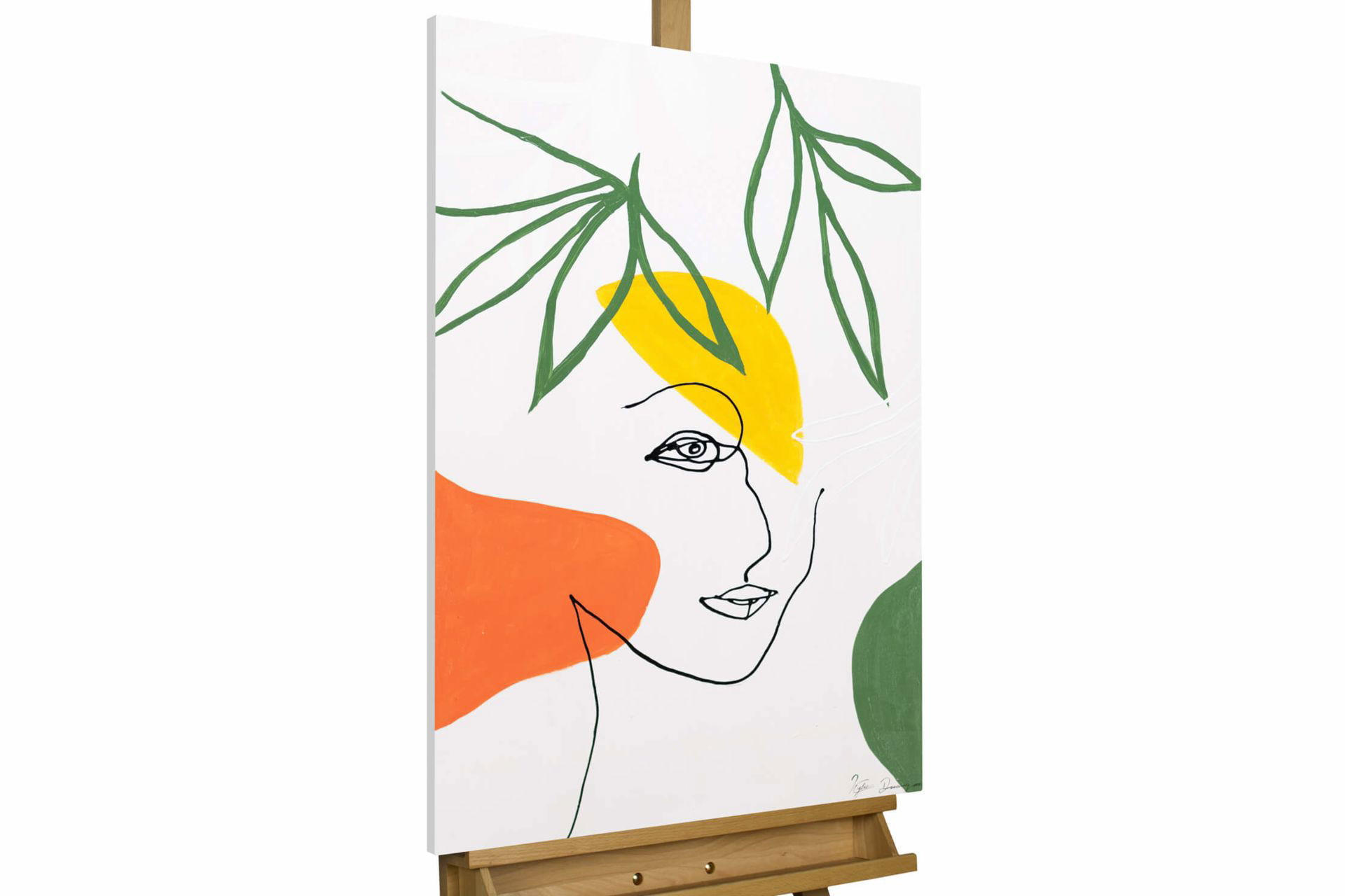 KUNSTLOFT RUČNĚ MALOVANÝ AKRYLOVÝ OBRAZ ZELENÝ/BÍLÝ, 60/90 CM