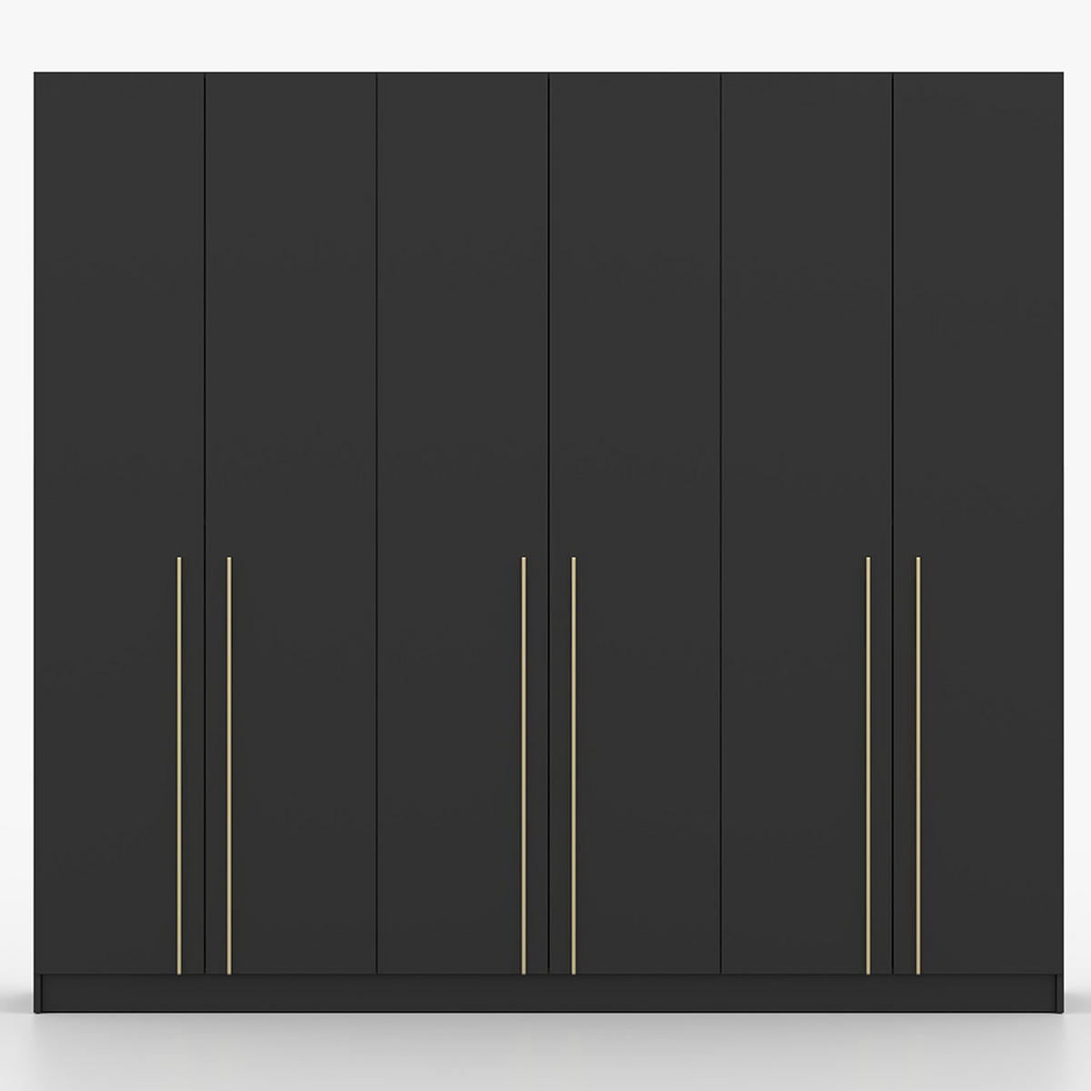DREHTÜRENSCHRANK ROSA 6D 230/210/57 cm 6-türig Schwarz - Goldfarben/Schwarz, Holzwerkstoff/Metall (230/57/210cm) - imoebel24