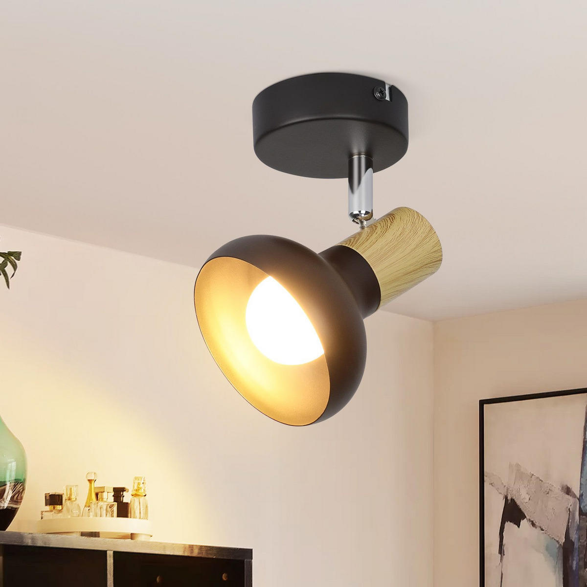 STRAHLER Aue 1-flammig 11/10/140 cm - Schwarz, Metall (11/10/140cm) - Nettlife