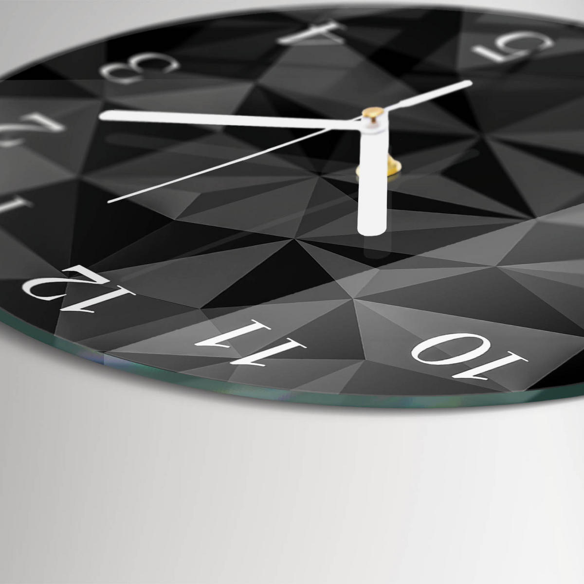 WANDUHR fi30 cm - 3D-Muster - Schwarz, Glas (30/30/0.4cm) - TULUP