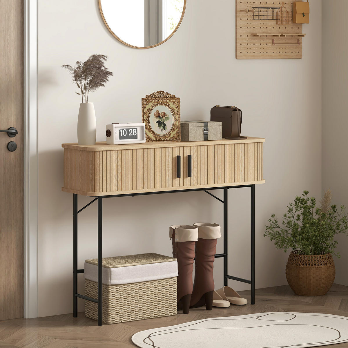 KONSOLENTISCH DE-16787 Eiche & Schwarz - Eichefarben, Holzwerkstoff (100/30/80cm) - ComfortXL