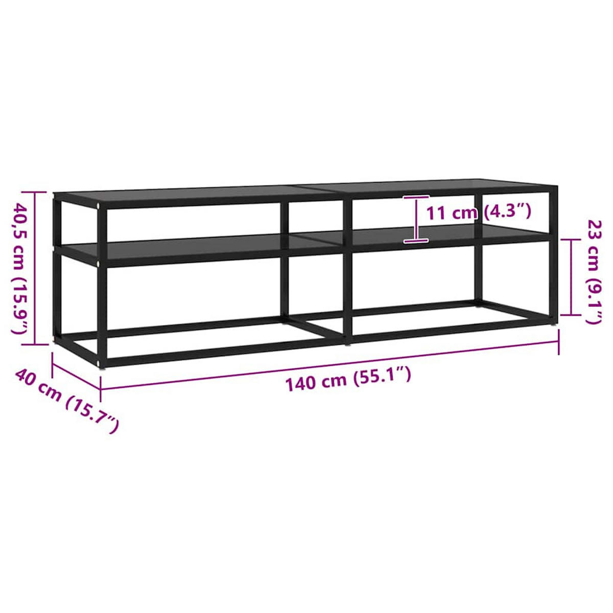 TV-SCHRANK Schwarz 140/40/40,5 Cm Hartglas - Schwarz, Glas (35/50/103.5cm) - vidaXL