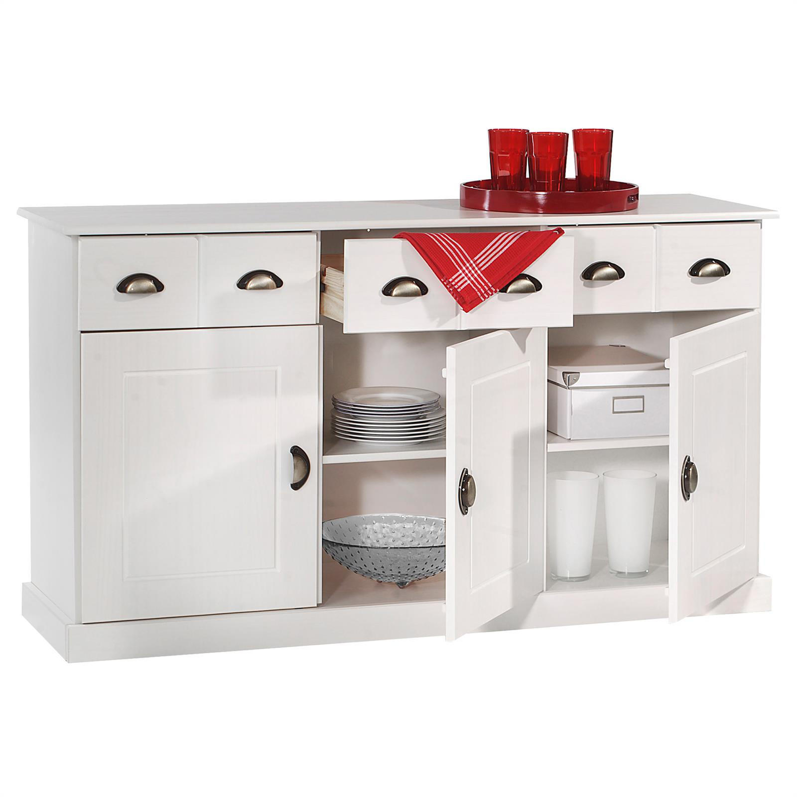 Thumbnail - Idimex Kommode, Weiß, Holz, Kiefer, Vintage, 133x78x39 cm, FSC Mix, Wohnzimmer, Kommoden & Sideboards, Kommoden