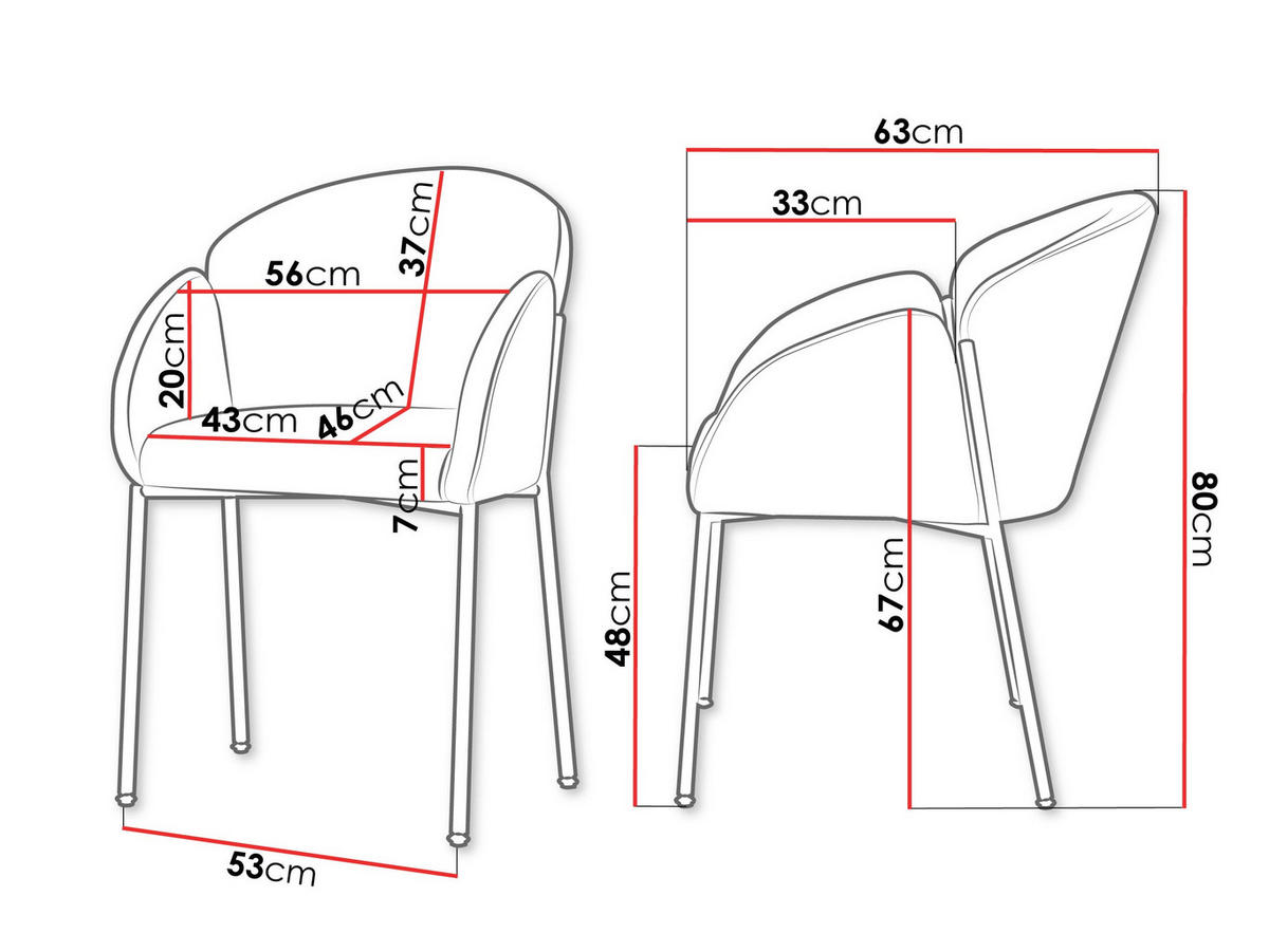 STUHL-SET Muz DC-1257/GL - Goldfarben/Grau, Textil/Metall (56/80/63cm) - MIRJAN24