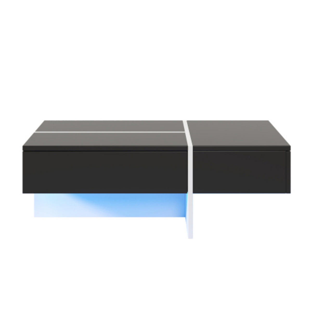 COUCHTISCH Schwarz mit Hochglanzoberfläche & App-gesteuerter LED-Beleuchtung 100×50×34,5 cm aus Spanplatte - Schwarz, Holzwerkstoff (50/100/34.5cm) - Luhomfu