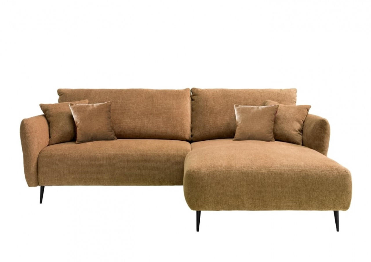 ECKSOFA mit verstellbare Armlehnen, beidseitig montierbar - Gelb/Schwarz, Textil/Metall (286/178cm) - myHomelando