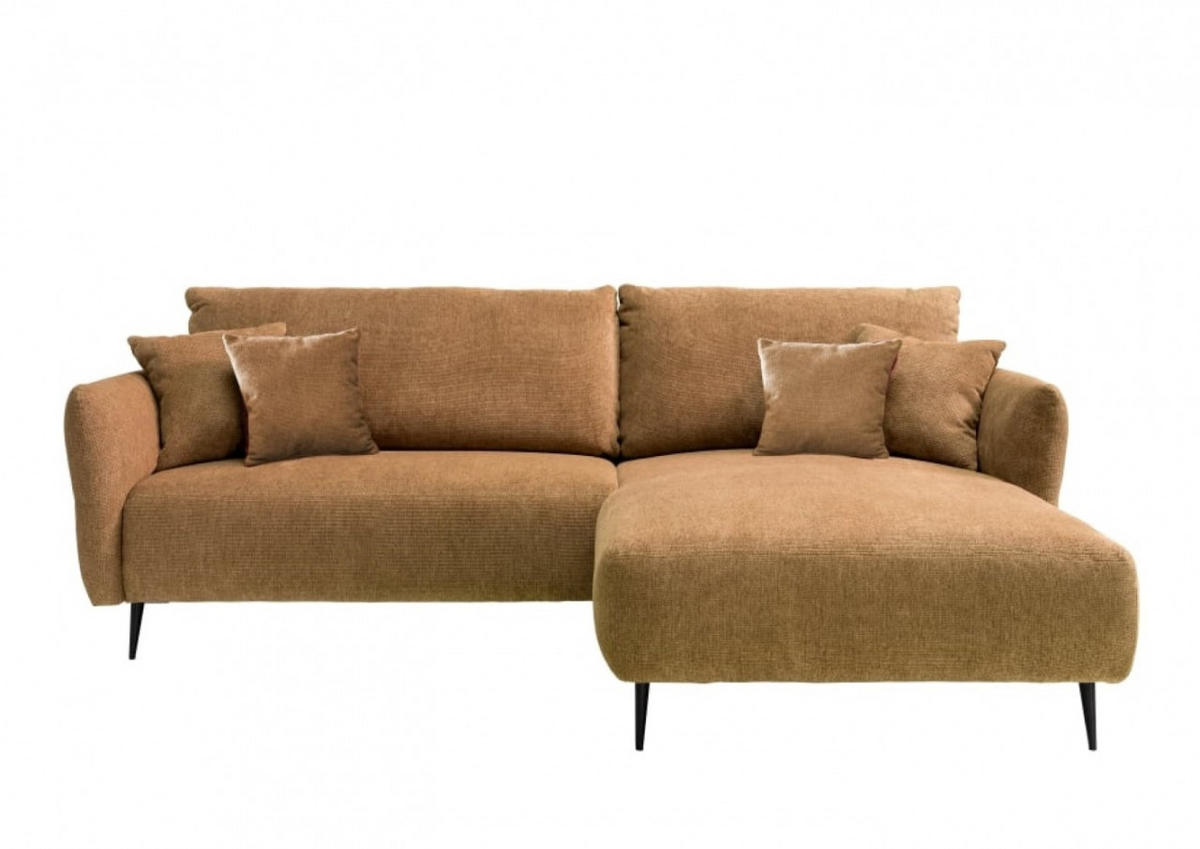 ECKSOFA mit verstellbare Armlehnen, beidseitig montierbar - Gelb/Schwarz, Textil/Metall (286/178cm) - myHomelando