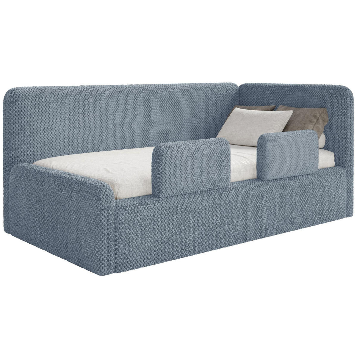 JUGENDBETT Fanko Samt Blau 90x200 cm - Blau/Schwarz, Kunststoff/Textil (90/200cm) - Selsey