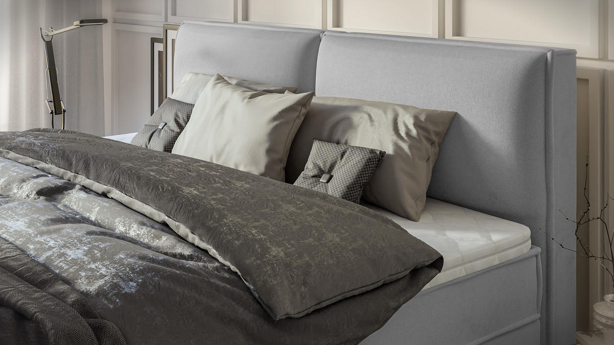 BOXBETT Eclipse 200/200 cm Grau Luxusmicrofaser - Schwarz/Grau, Holz/Kunststoff (200/200cm) - S-Style Möbel