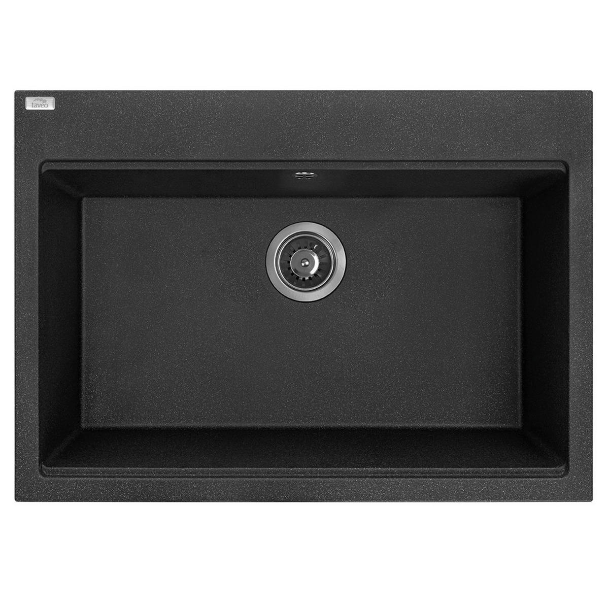EINBAUSPÜLE TAU Schwarz, Einzelbecken, 50/70/21,5 cm - Schwarz, Stein (50/21.5/70cm) - bad land