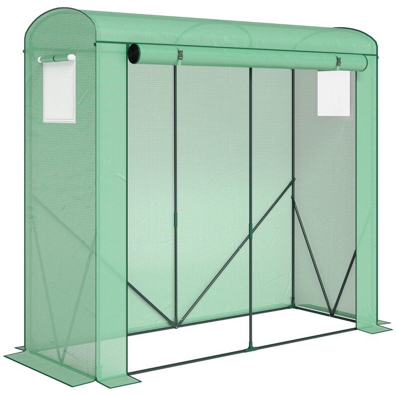GEWÄCHSHAUS 200x75x188 cm Stahl Folie grün - Grün, Metall (200/188/75cm) - Fortuna Lai