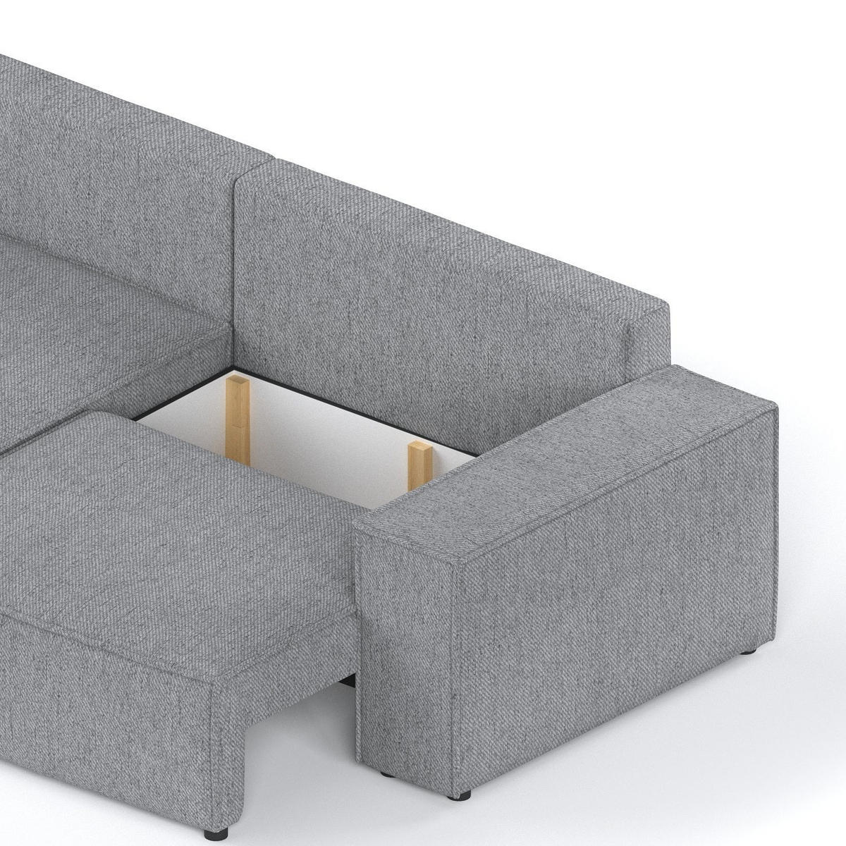 ECKSOFA CAVO mit Schlaffunktion Grau im Neve Stoff - Schwarz/Grau, Holz/Holzwerkstoff (255/148cm) - AltaBeds