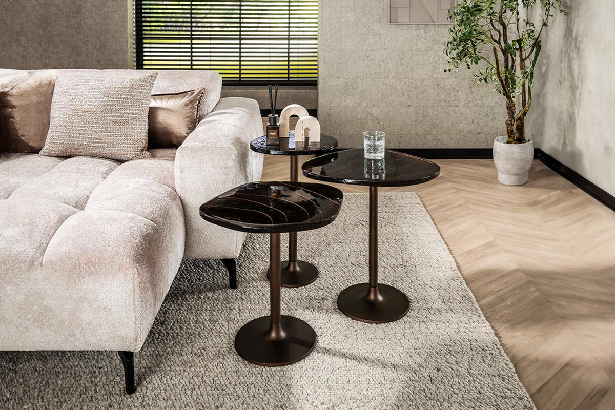 BEISTELLTISCH DARI Braun Glas - Braun/Kupferfarben, Glas/Metall (38/33/60cm) - KAWOLA