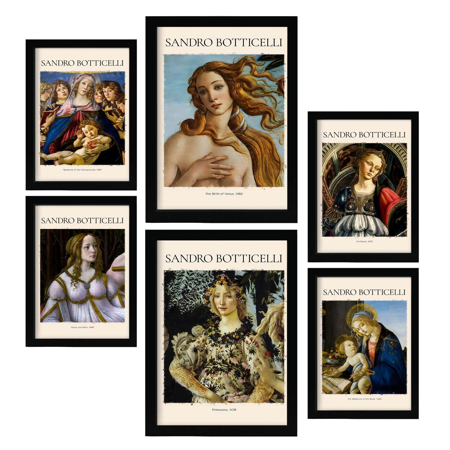 POSTER Set Mit 6 Sandro Boticelli Sammlung A3 & A4 Rahmenlos - Klar, Papier (29/3cm) - Nacnic