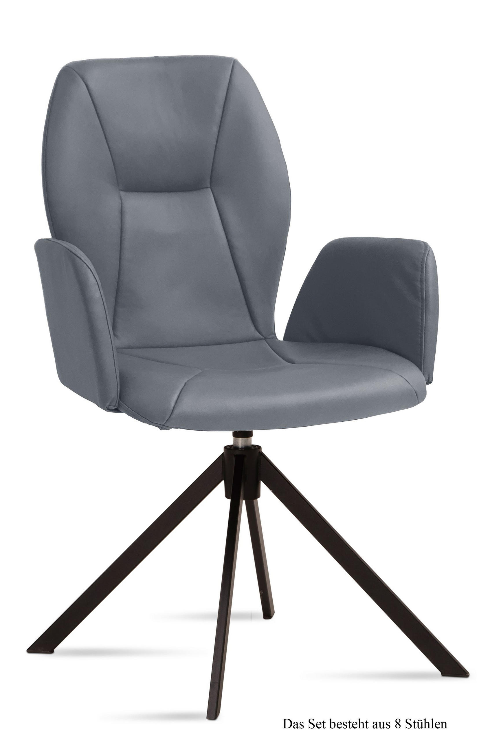 ARMLEHNSTUHL drehbar (8er-Set) Deonne 58x92x60 Schwarz/Grau - Schwarz/Grau, Kunststoff (60/92/58cm) - 58aufmkessel