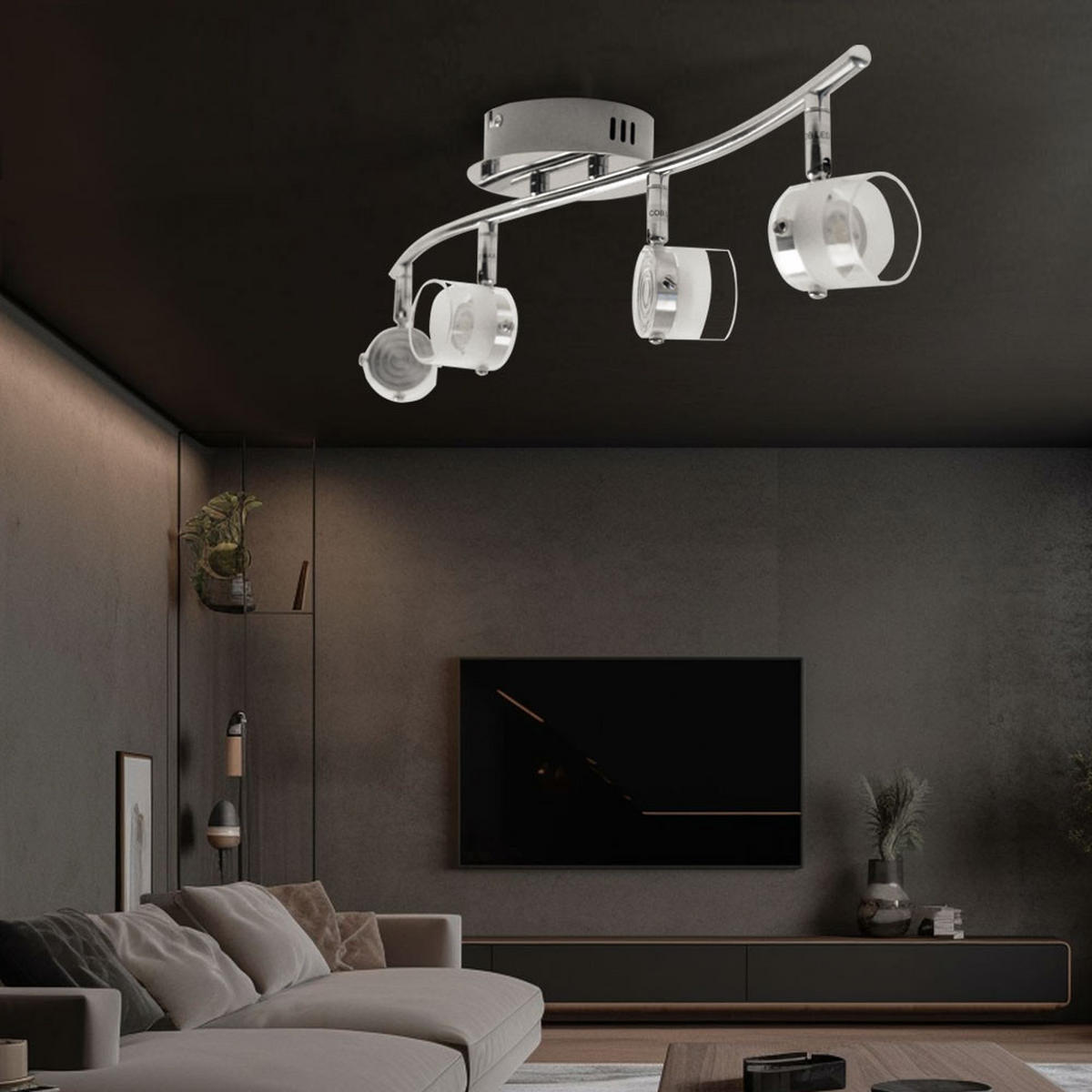 LED DECKENLEUCHTE Ester Aluminium Klar - Klar, Glas (63/12/15cm) - Esto