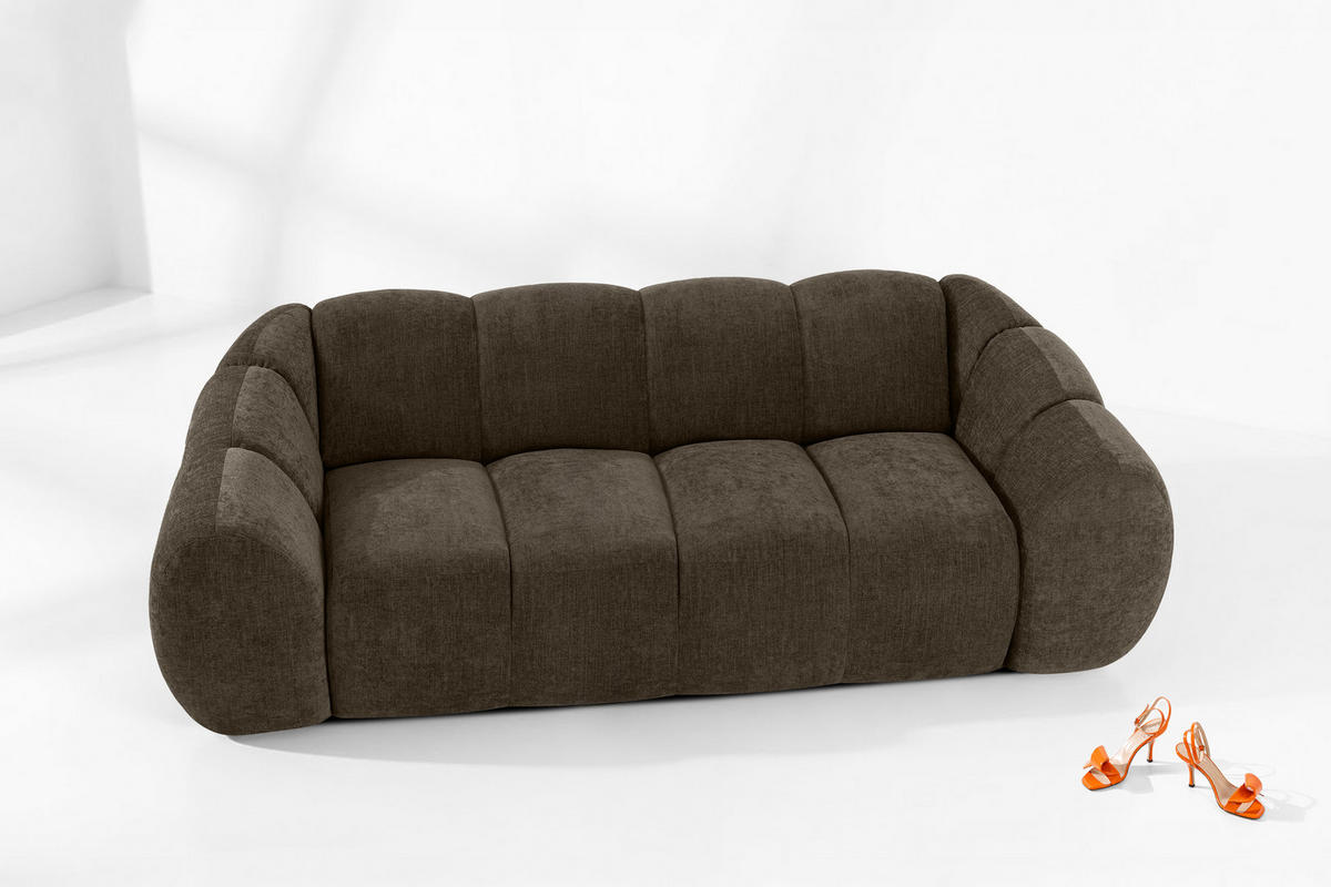 3-SITZER SOFA FLAVA, Braun - Braun, Holz/Holzwerkstoff (240/76/100cm) - KONSIMO®