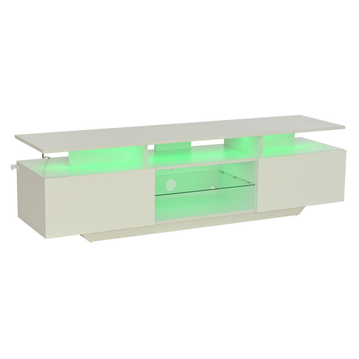 TV-LOWBOARD 160/40/45 cm Weiß aus MDF mit LED und 8 Ablagen - Weiß, Holzwerkstoff (160/45/40cm) - OKWISH
