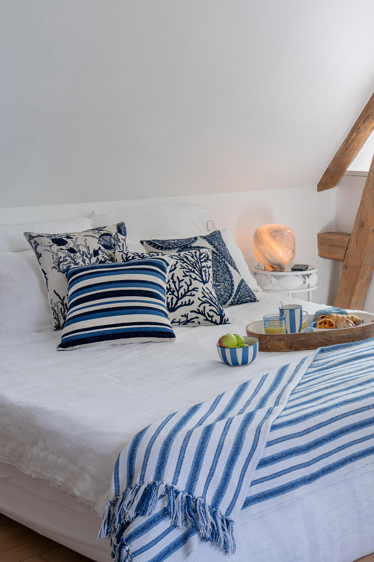 KISSEN BLUMENMUSTER VIERECKIG Blau - Blau, Textil (45/45cm) - J-Line
