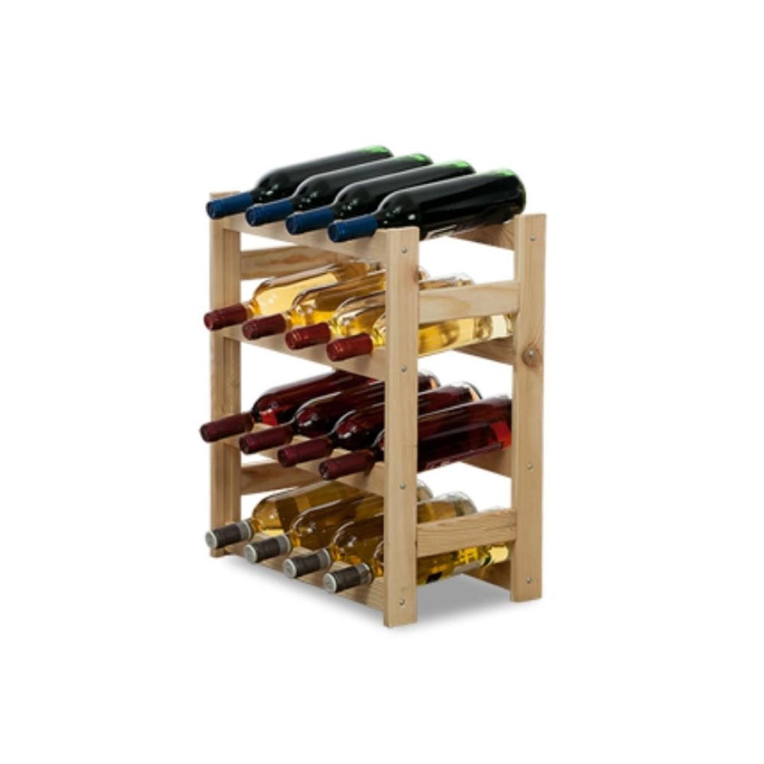 WEINREGAL Pinotwine 54x43x25 cm 16 Flaschen Massives Kiefernholz Natur Unbehandelt - Naturfarben, Holz (43/54/25cm) - PROREGAL