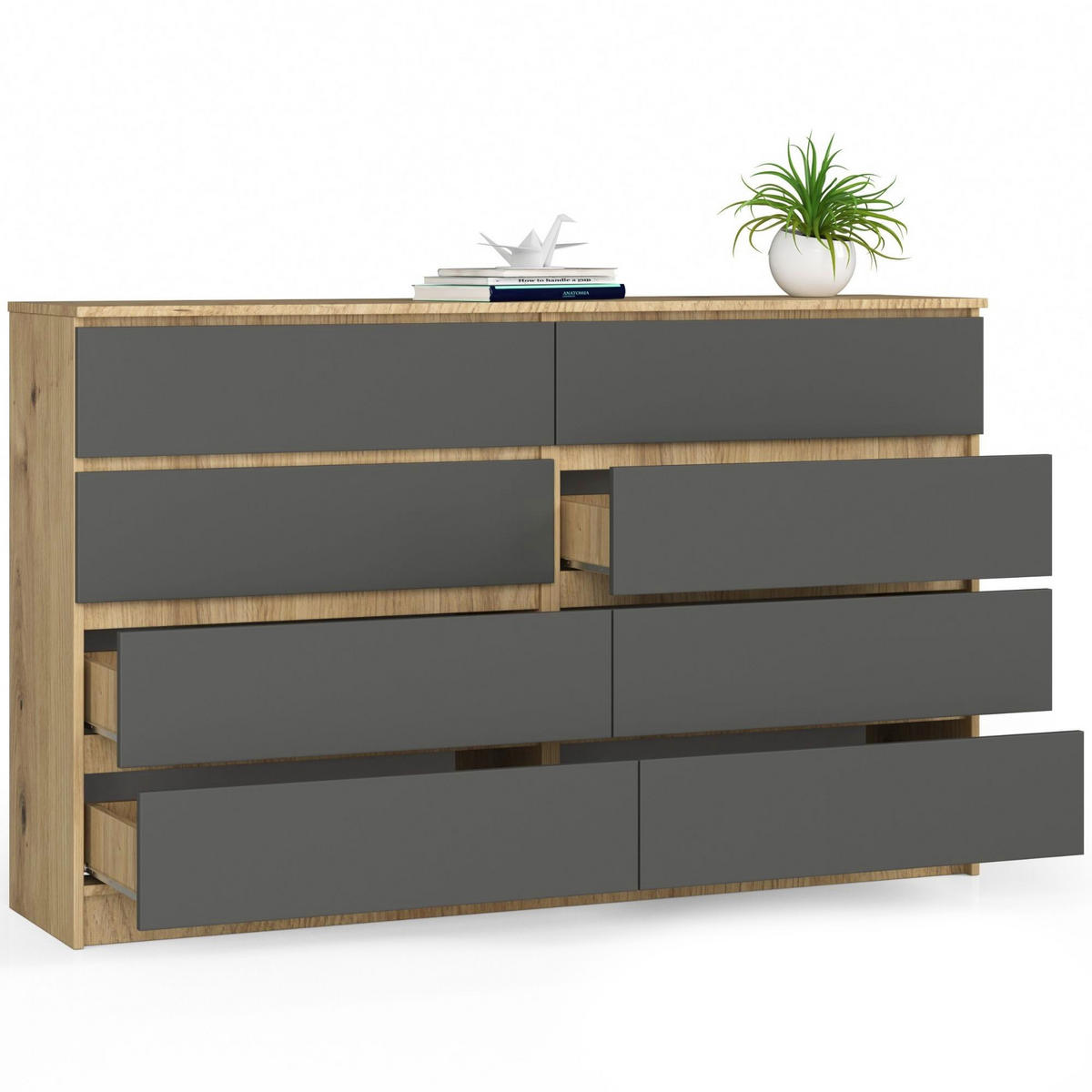 KOMODA Dub Artisan, grafitovo šedá 99/160/40 - dub artisan, kompozitné drevo (160/99/40cm) - RAUMHIRSCH FURNITURE