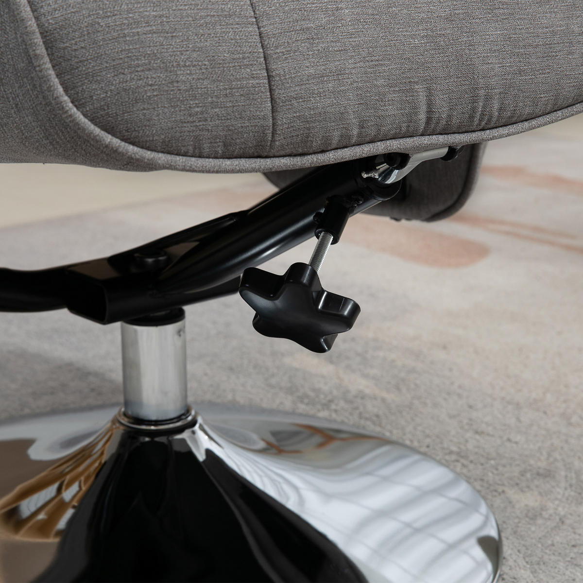 RELAXSESSEL mit Fußhocker 360°drehbarer Fernsehsessel bis 150 kg Samt Grau - Chromfarben/Grau, Textil/Metall (71/104/69cm) - HOMCOM