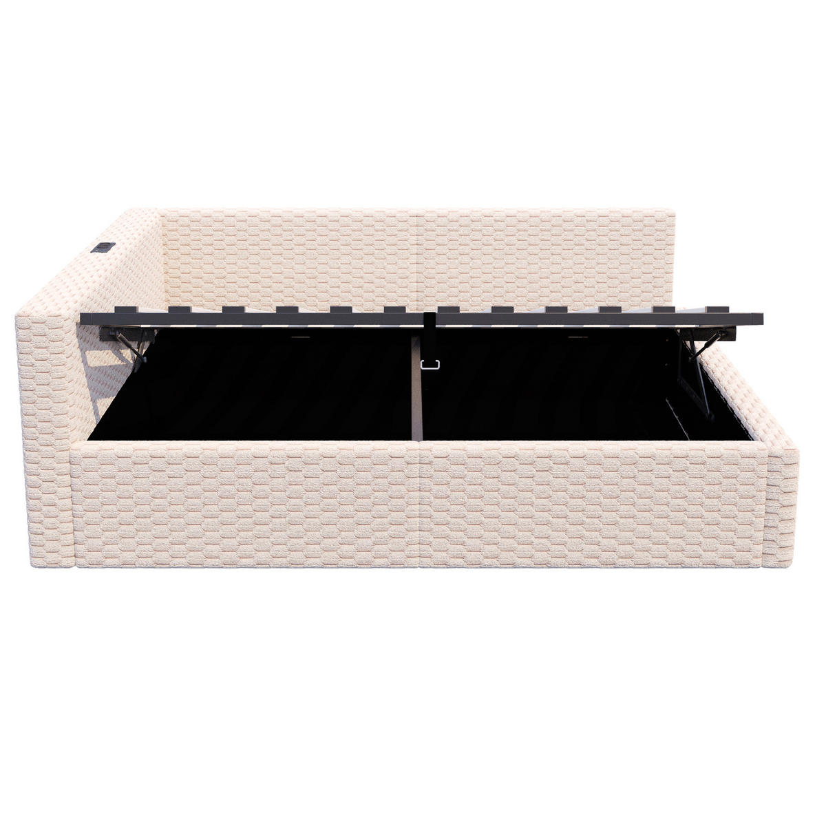 POLSTERBETT mit Stauraum und LED 140x200 cm Samt Beige - Beige, Metall (140/200cm) - Meubliv