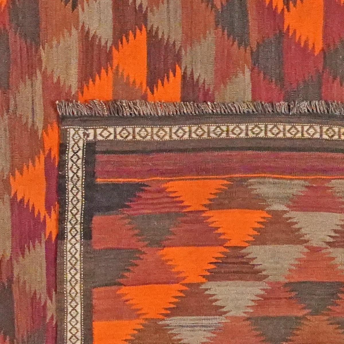 KELIM-TEPPICH handgewebt Kordi Orange 378/208 cm Schurwolle - Orange, Textil (208/378cm) - Looma
