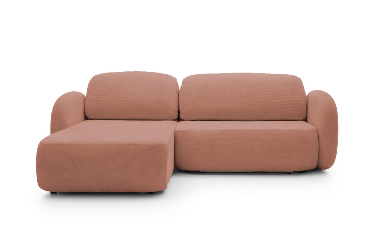 ECKSOFA OLIO L-Form Schlaffunktion mit Bettkasten, lose Rückenkissen, freistehend, LINKS 174x248 cm Rose - Rosa, Holz/Textil (174/248cm) - DomoHome