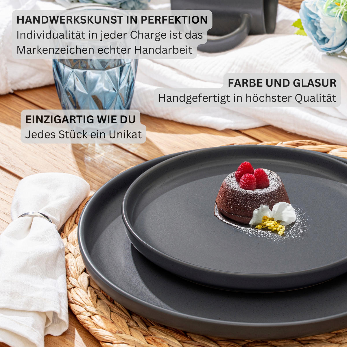 SPEISETELLER LEEDS NIGHTSKY - 6 teilig aus Steingut - Dunkelgrau, Stein (26.5cm) - Sänger