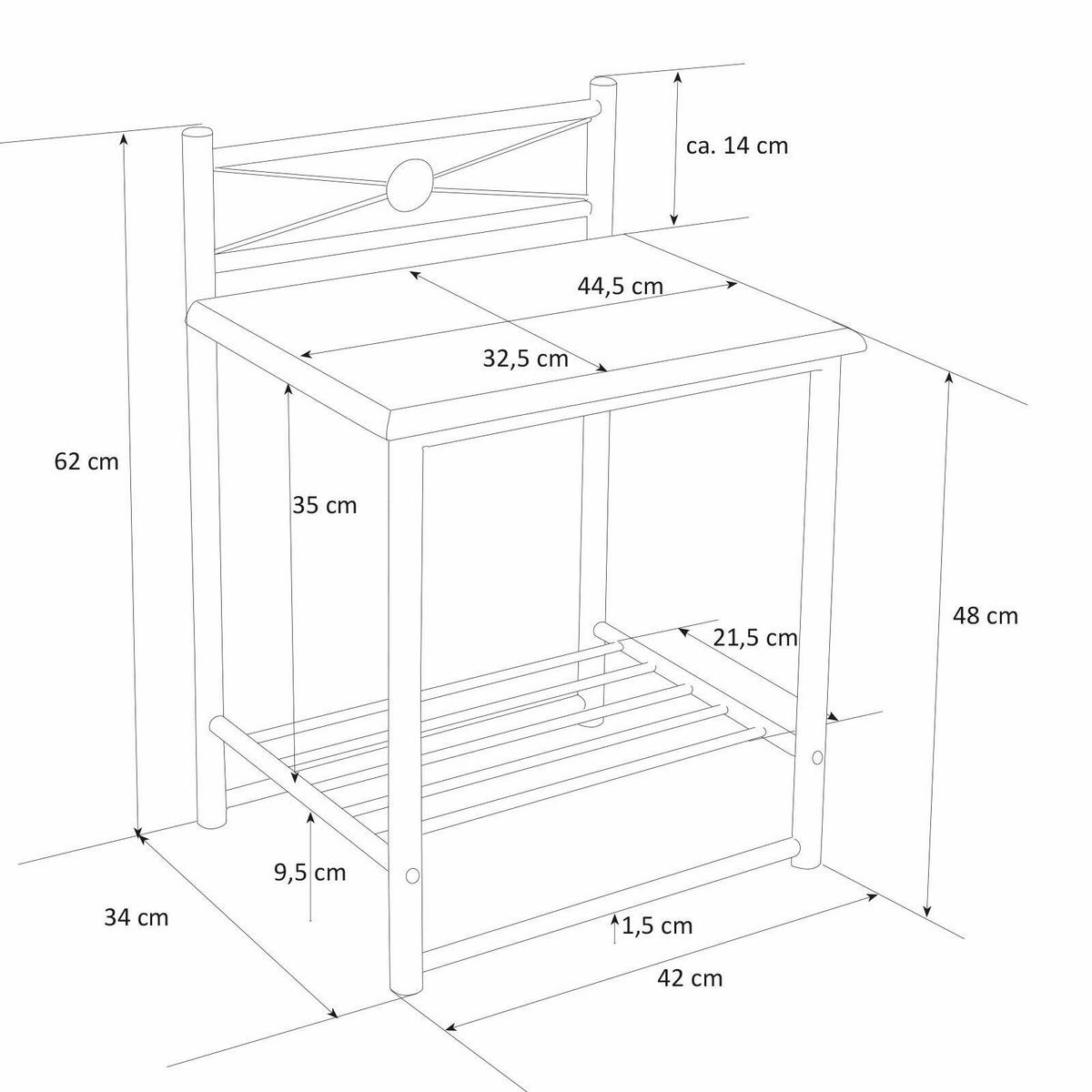 NACHTTISCH 45/64/35 cm Metall Schwarz - Schwarz, Holz/Metall (45/64/35cm) - Homestyle4u