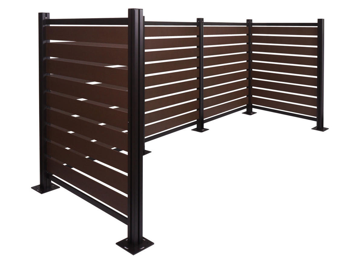 MÜLLTONNEN-ZAUN Alu 130x300x110cm Braun - Braun, Metall (300/130/110cm) - PROREGAL