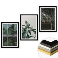 WANDBILDER 3er-Set - 40x60 cm Schwarzer Rahmen - Grüne Blätter an der Fensterpflanze - Schwarz, Kunststoff (40/60cm) - ArtPrintCave