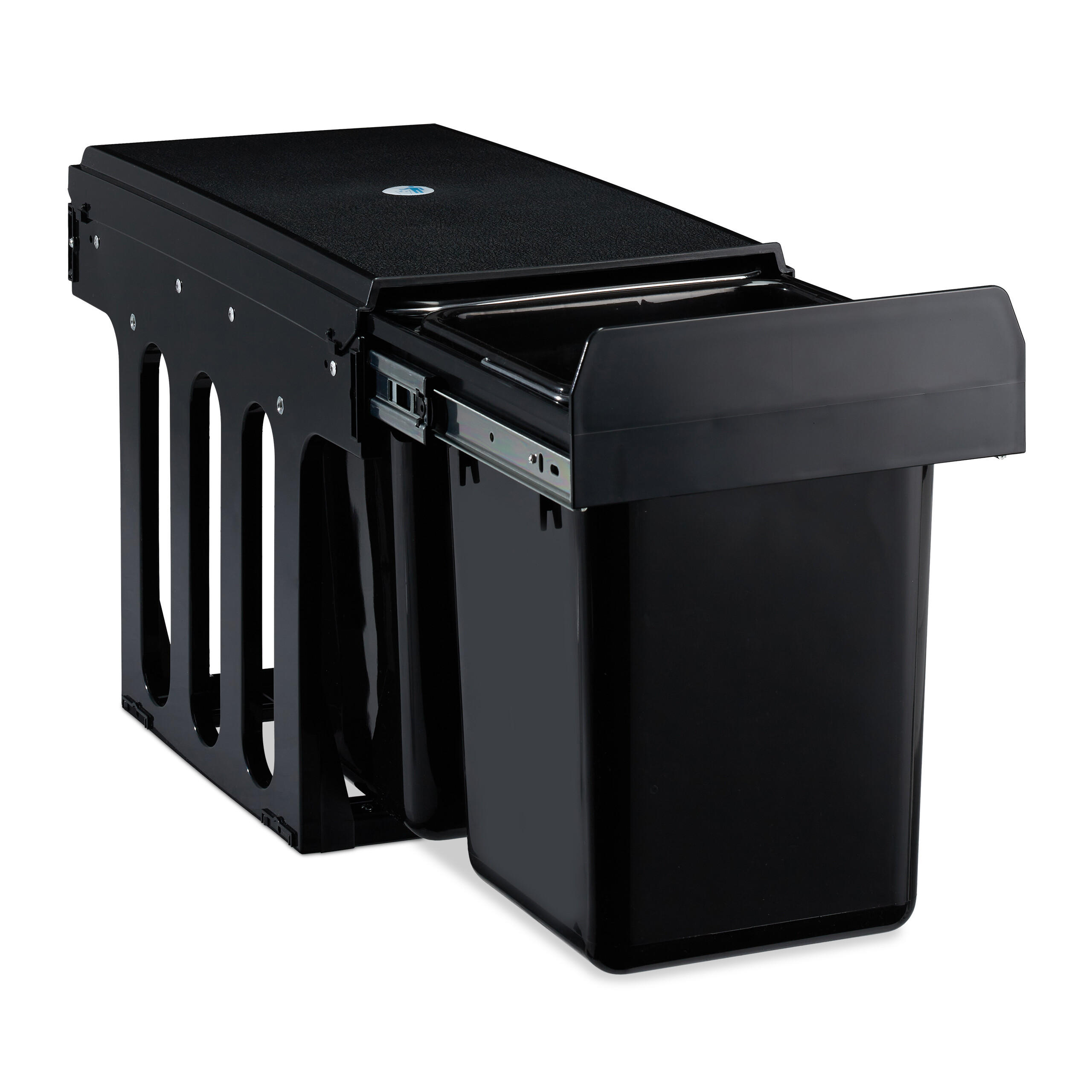 EINBAUMÜLLEIMER 2x8L - Schwarz, Kunststoff/Metall (25/35.5/47cm) - Relaxdays
