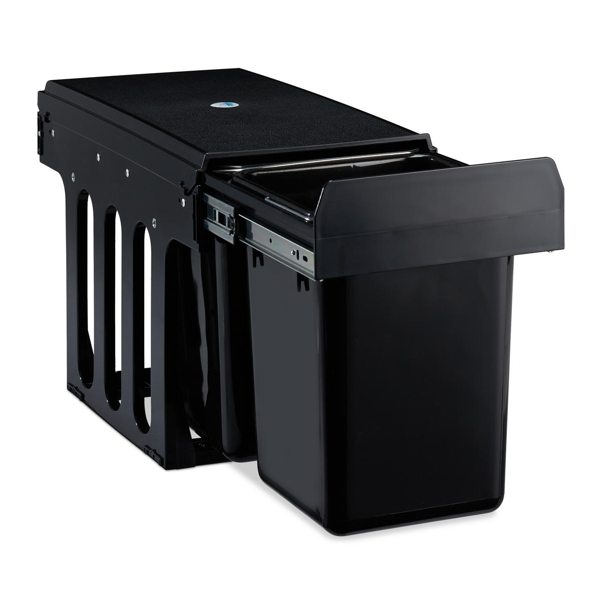 EINBAUMÜLLEIMER 2x8L - Schwarz, Kunststoff/Metall (25/35.5/47cm) - Relaxdays