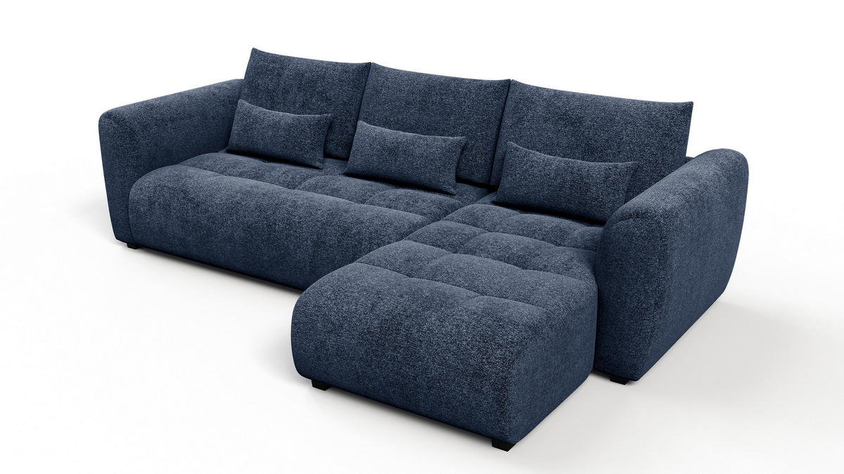 ECKSOFA SORENO 4-Sitzer, dunkelblau - Schwarz/Dunkelblau, Holz/Textil (293/171cm) - Courtois Laville