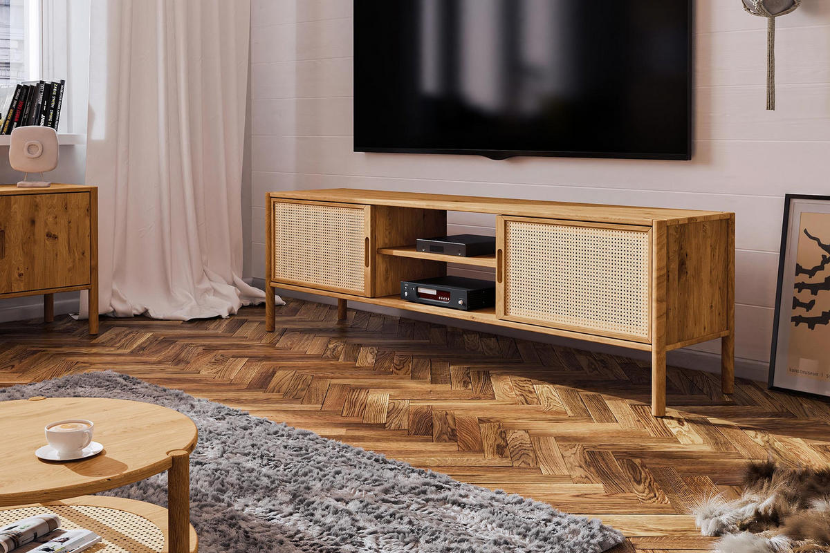 TV-SCHRANK INA Wildeiche - Mokka, Holz (204/64/46cm) - byoak