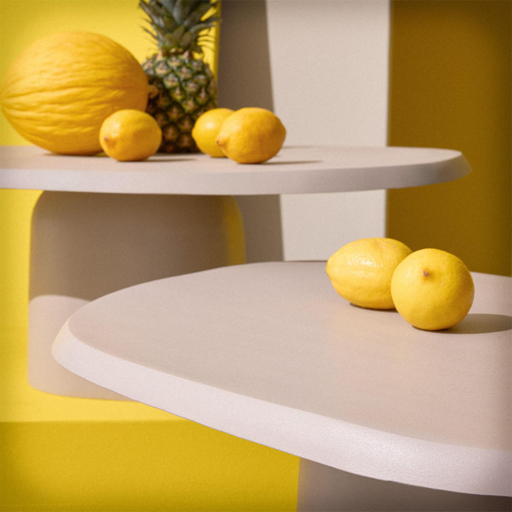 ALUMINIUM-COUCHTISCH 71x57 cm - LECCE - color_beige - Beige, Metall (70/57/36cm) - Drawer