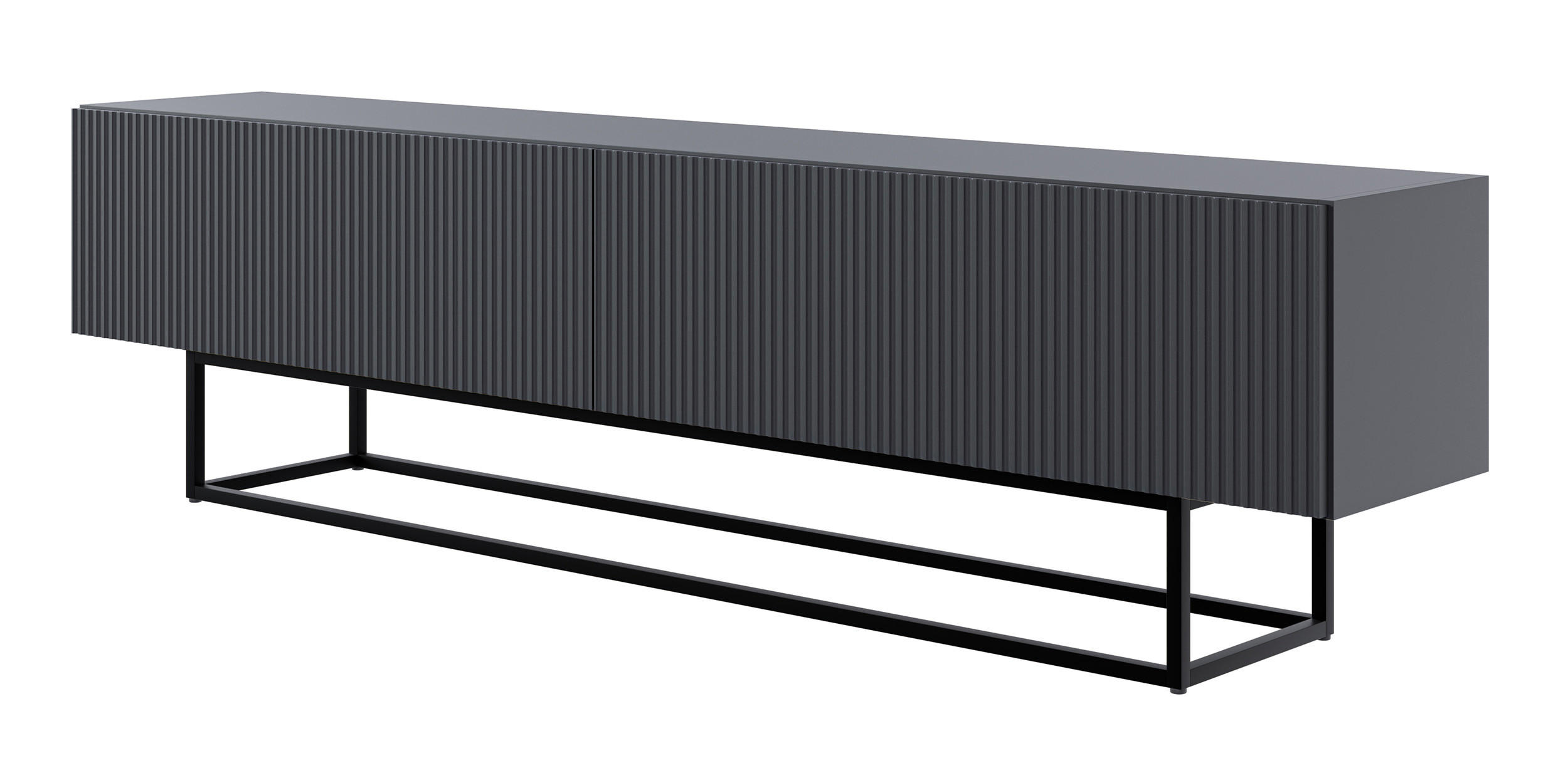 TV-SCHRANK Veldio Schwarz mit schwarzen Beinen 175 cm - Schwarz, Holzwerkstoff/Metall (175/46.5/31.6cm) - Selsey