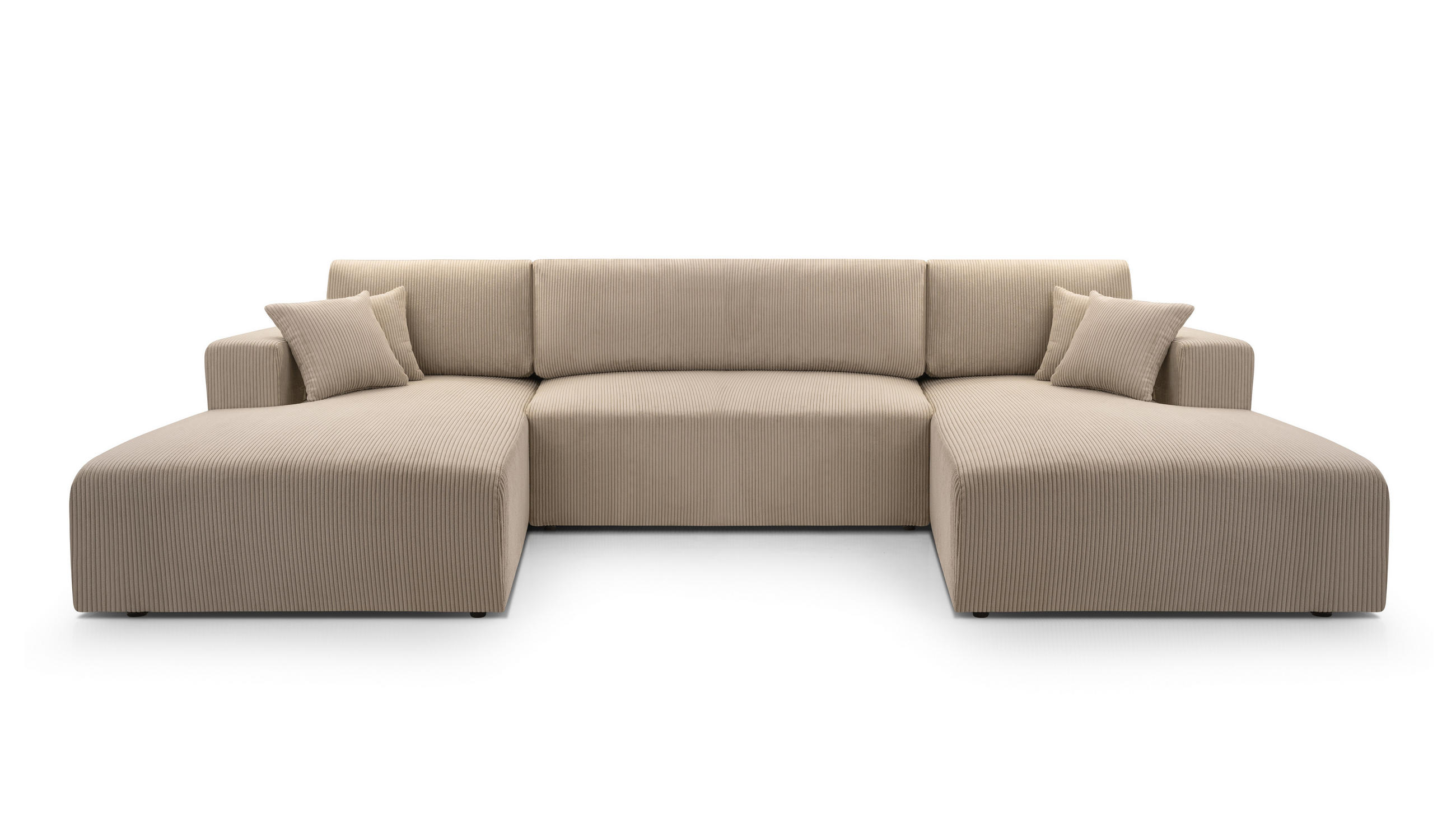 WOHNLANDSCHAFT Catea Beige 364/145/85 cm mit Schlaffunktion - Beige/Schwarz, Kunststoff/Textil (364/84/145cm) - AX Living