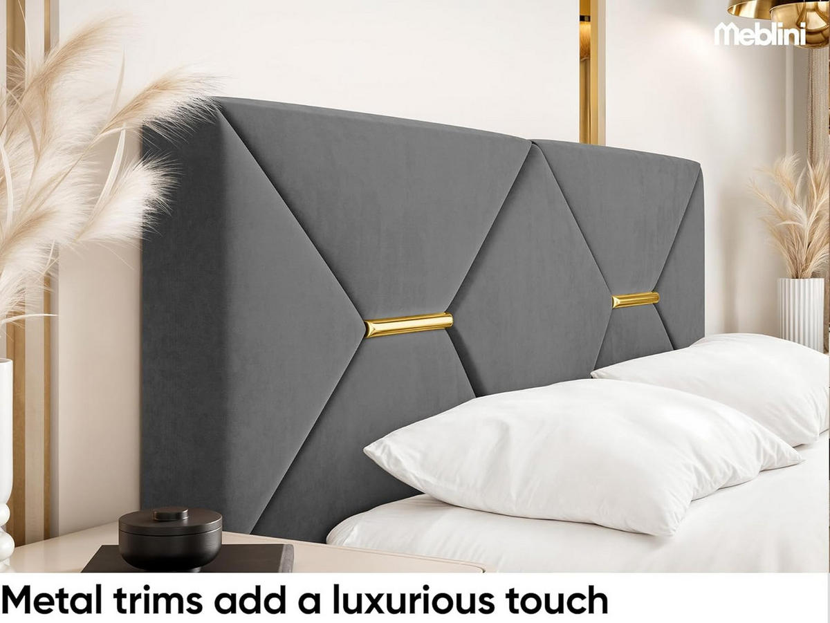 BETT LIZZY - Dunkelgrau/Goldfarben, Holzwerkstoff (120/200cm) - Meblini