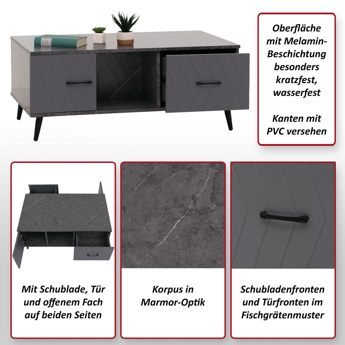 COUCHTISCH eckig Grau - Grau, Holz (60/106/42cm) - MCW