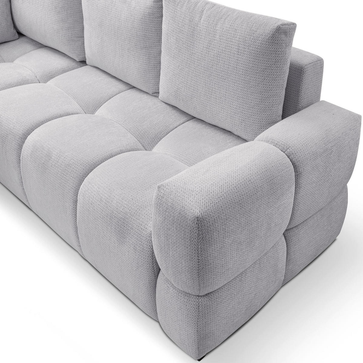 ECKSOFA Taremi mit Chenillebezug Grau, beidseitig - Schwarz/Grau, Textil (267/185cm) - Selsey