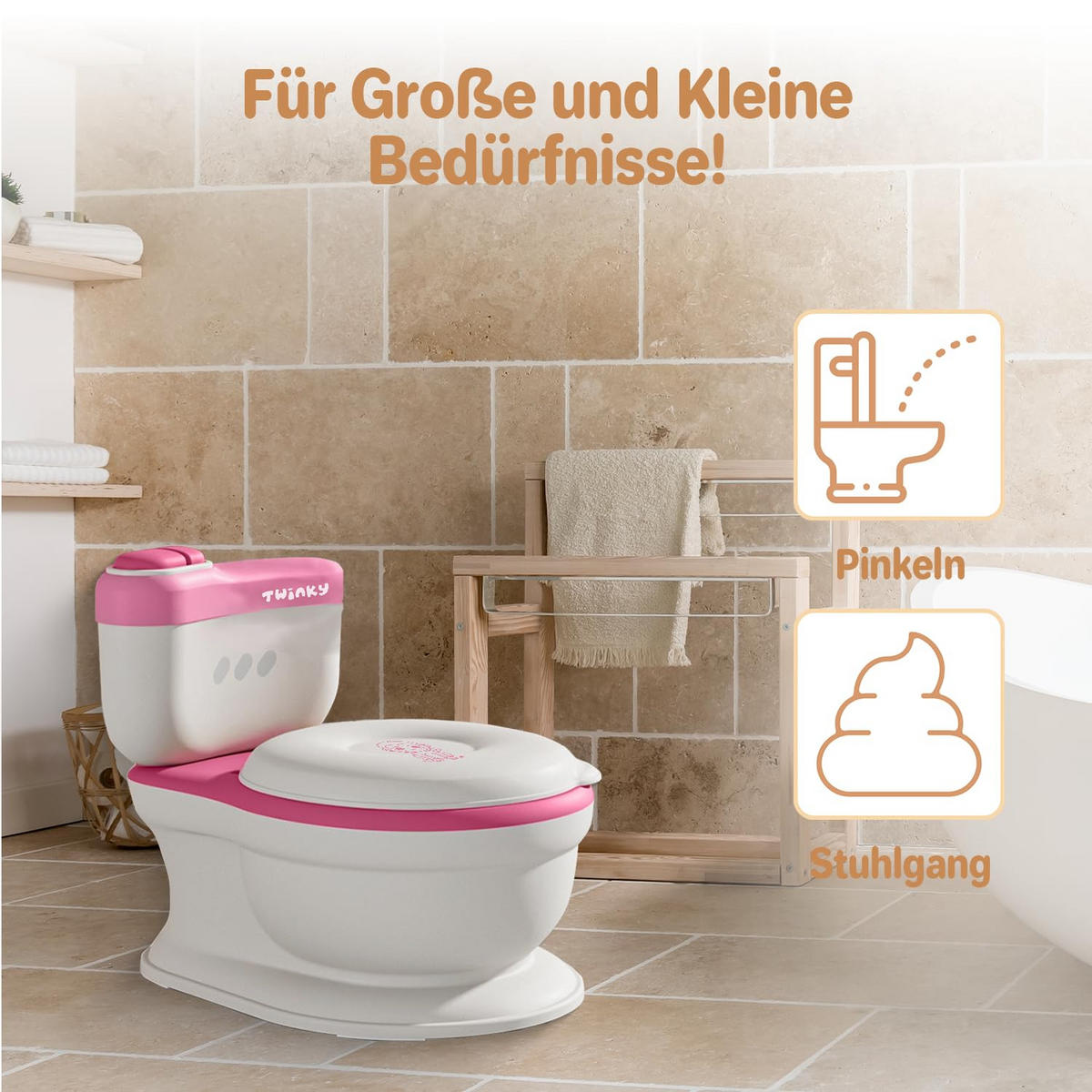 TÖPFCHEN 3-in-1 Potty Trainer & Kindertoilette Weiß Rosa - Pink/Weiß, Kunststoff (39/40cm) - Twinky