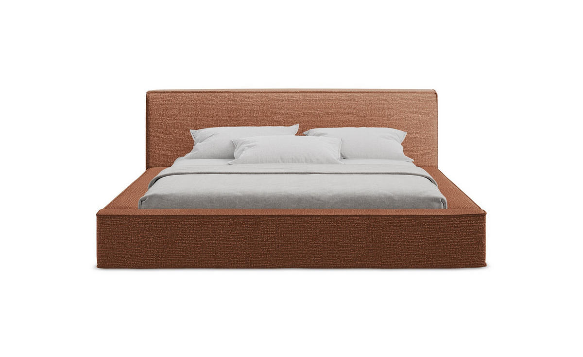 POLSTERBETT mit Bettkasten und Lattenrost 200x240 Orange - Terracotta/Schwarz, Kunststoff/Textil (160/200cm) - Makamii