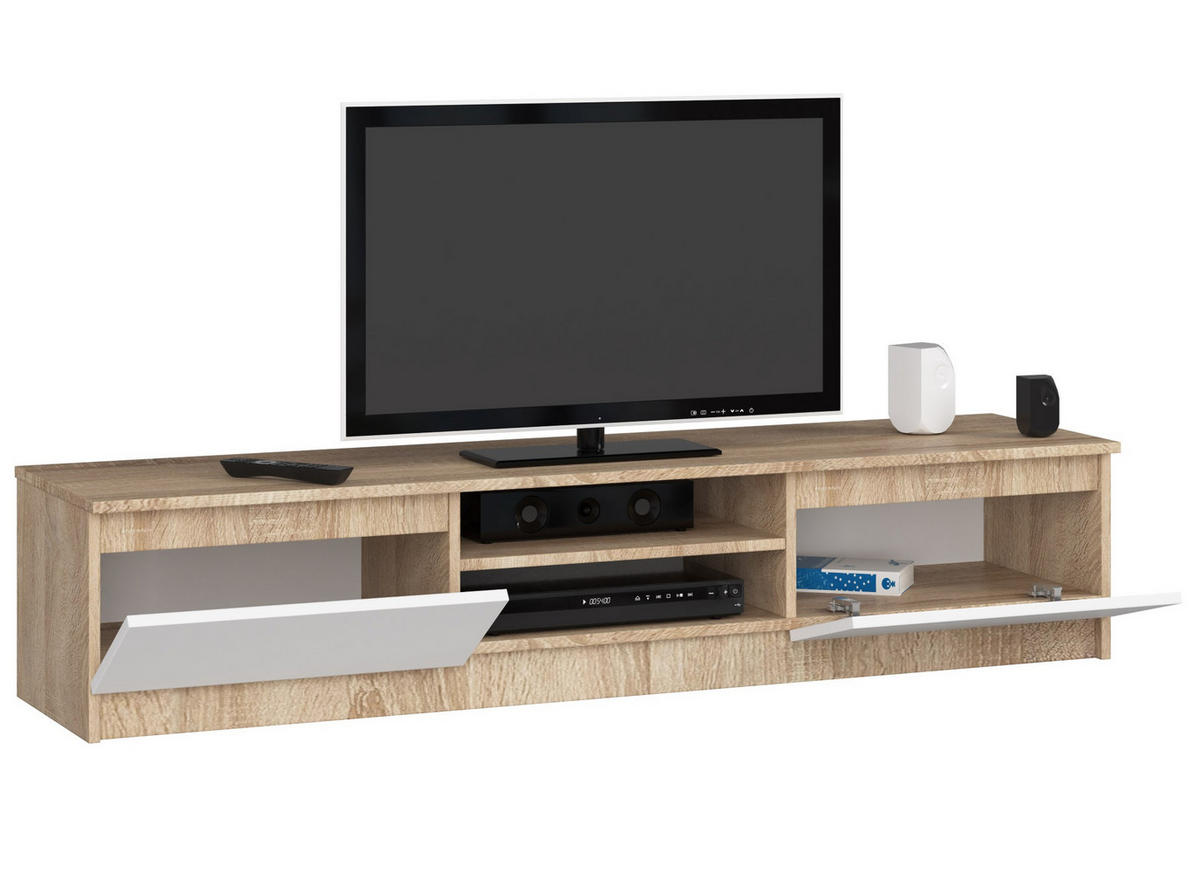 TV-ELEMENT Sonoma Eiche, Weiß 160x40x33 cm - Weiß/Sonoma Eiche, Holzwerkstoff (160/33/40cm) - Akord
