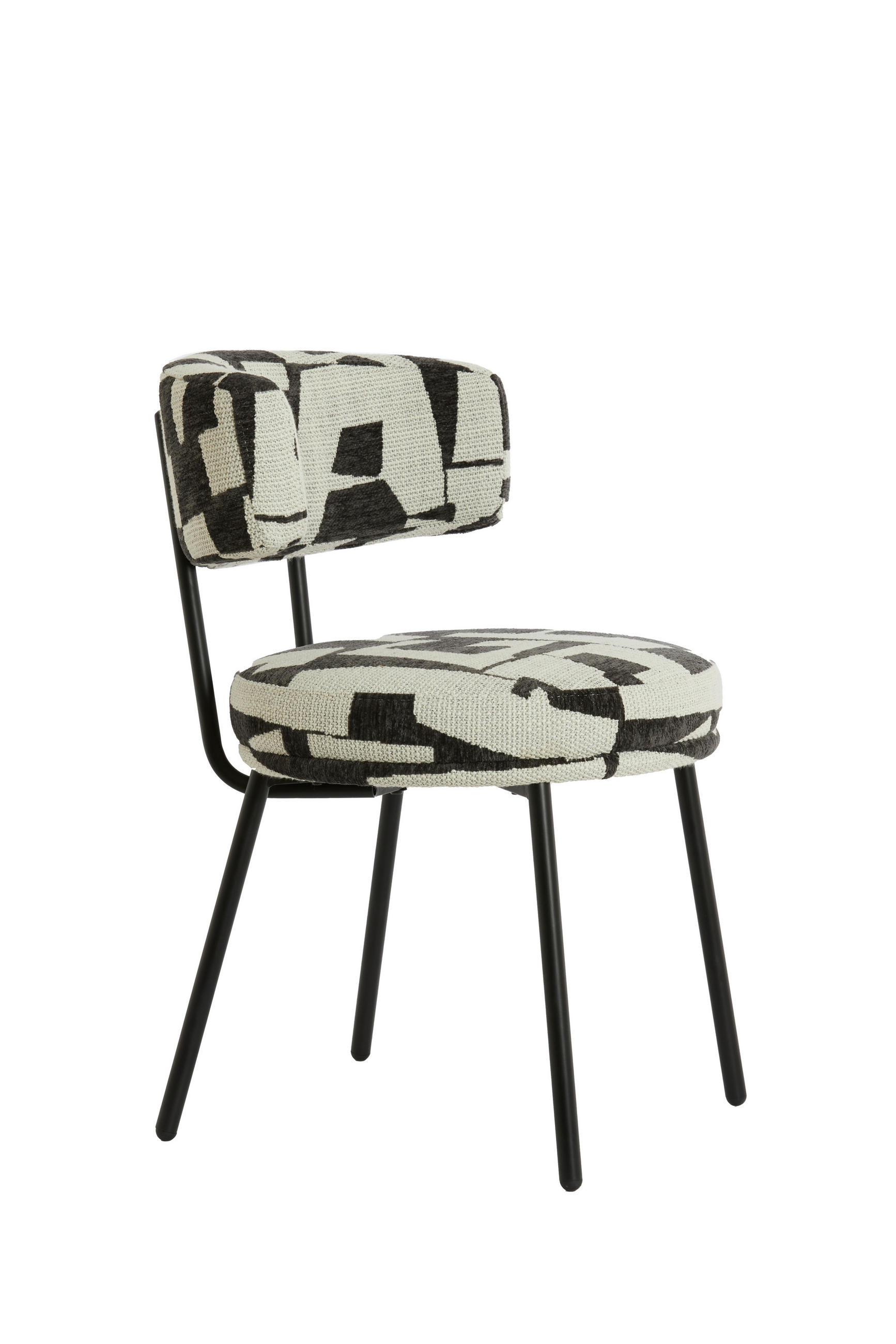 ESSZIMMERSTUHL Harvie Weiß 57/55/77 cm - Schwarz/Weiß, Textil (55/77/57cm) - Light & Living