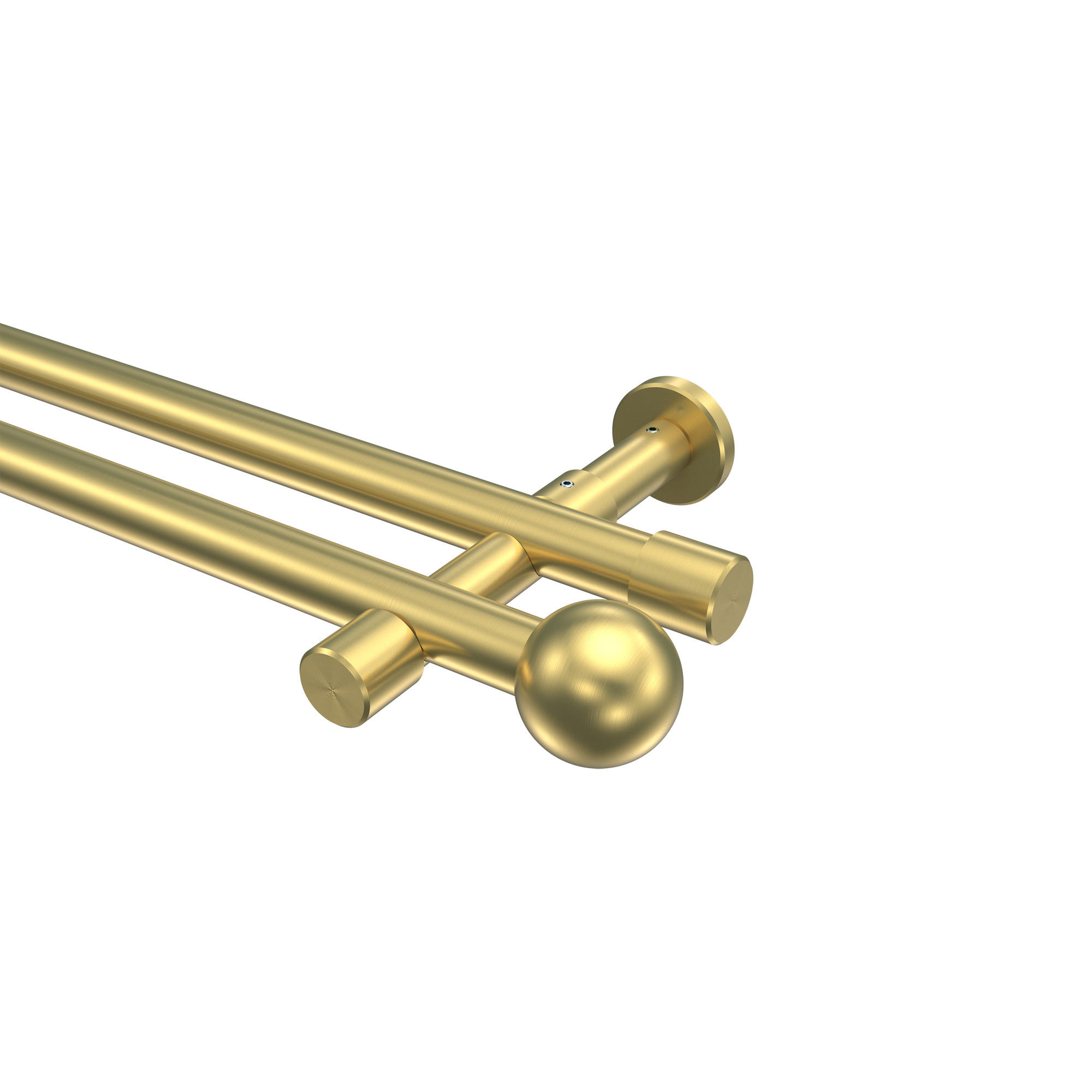 GARDINENSTANGE Prestige Luino 260 cm (geteilt in 2 x 130 cm), 2-läufig (ohne Ringe), 20 mm Ø Messing-Optik - Messingfarben, Metall (260cm) - INTERDECO